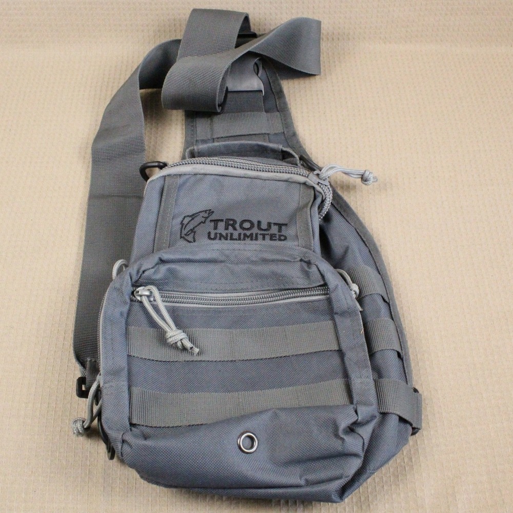 Trout Unlimited Gray Sling Bag Crossbody Tactical Fishing Pack Gorpcore OS